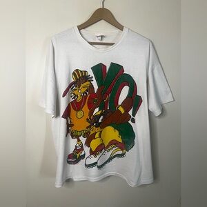 Vintage 90s Taz Bug Bunny YO! Hip Hop Rap Black Culture T Shirt Boxy XL *FLAWS*